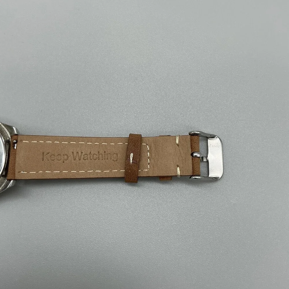 Vintage Seiko Sportsmatic 5 Deluxe Mens Watch 37mm Silver Tone Leather Automatic